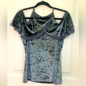 White House Black Market Blue Crushed Velvet
Halter Top Size Small